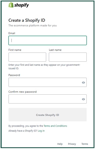 create a shopify id