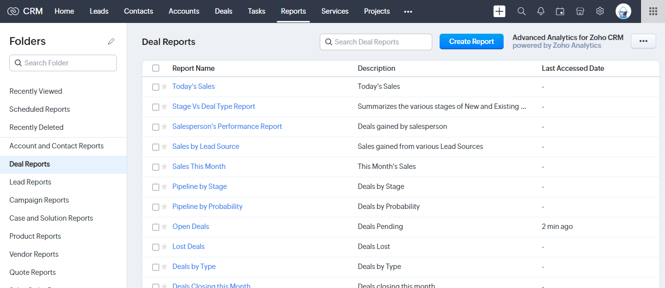 Dashboard and Reports for Track Activities 