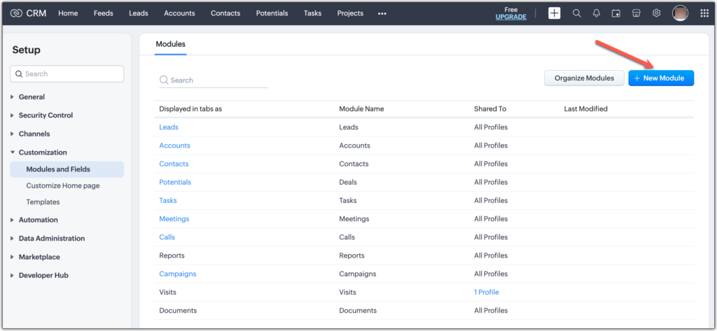 zoho custom modules
