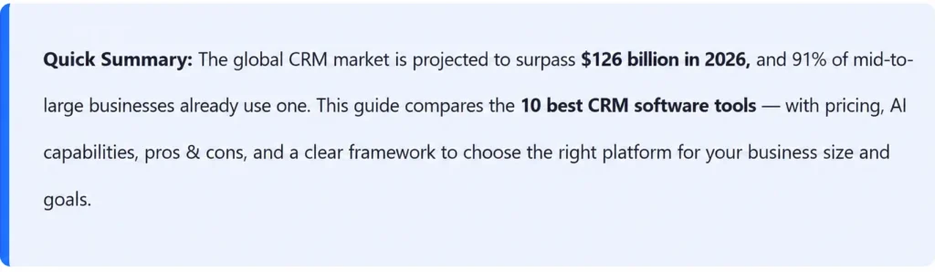 Quick Summary of CRM Software Tools