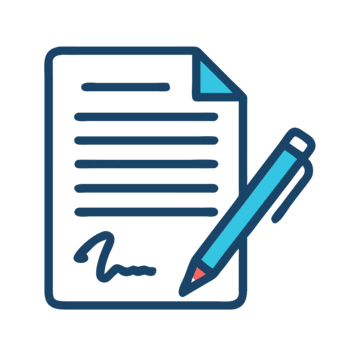 Icon of a document with a pencil, representing editing or signing a form.