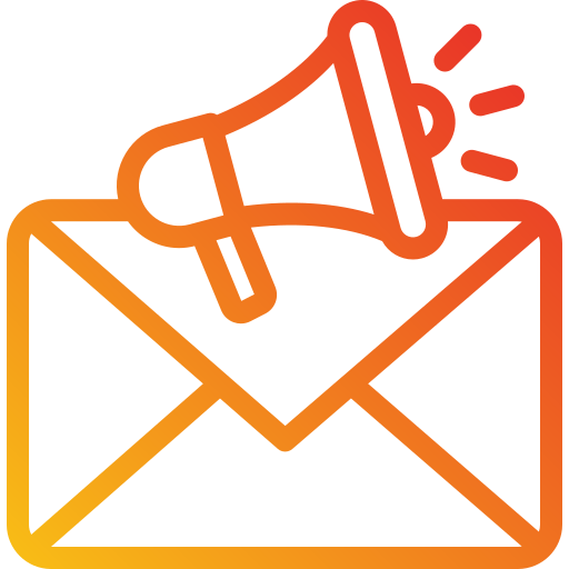 Envelope with a megaphone, representing an email announcement or notification, signaling an alert in mail.