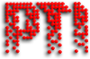 Pixelated red letters spelling 'PTI' on a black background.