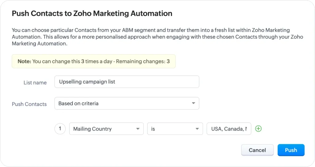 Sync ABM Segments with Zoho Marketing Automation
