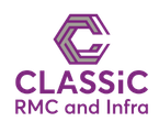 Logo for Classic RMC and Info featuring a purple hexagonal emblem and bold purple text