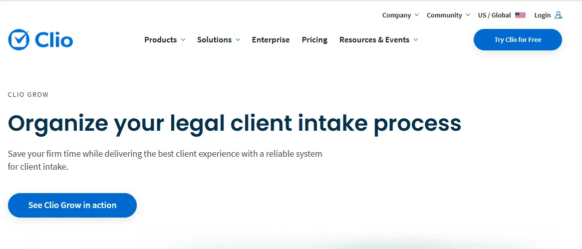 Clio Grow: Best Legal-Specific CRM for Client Intake