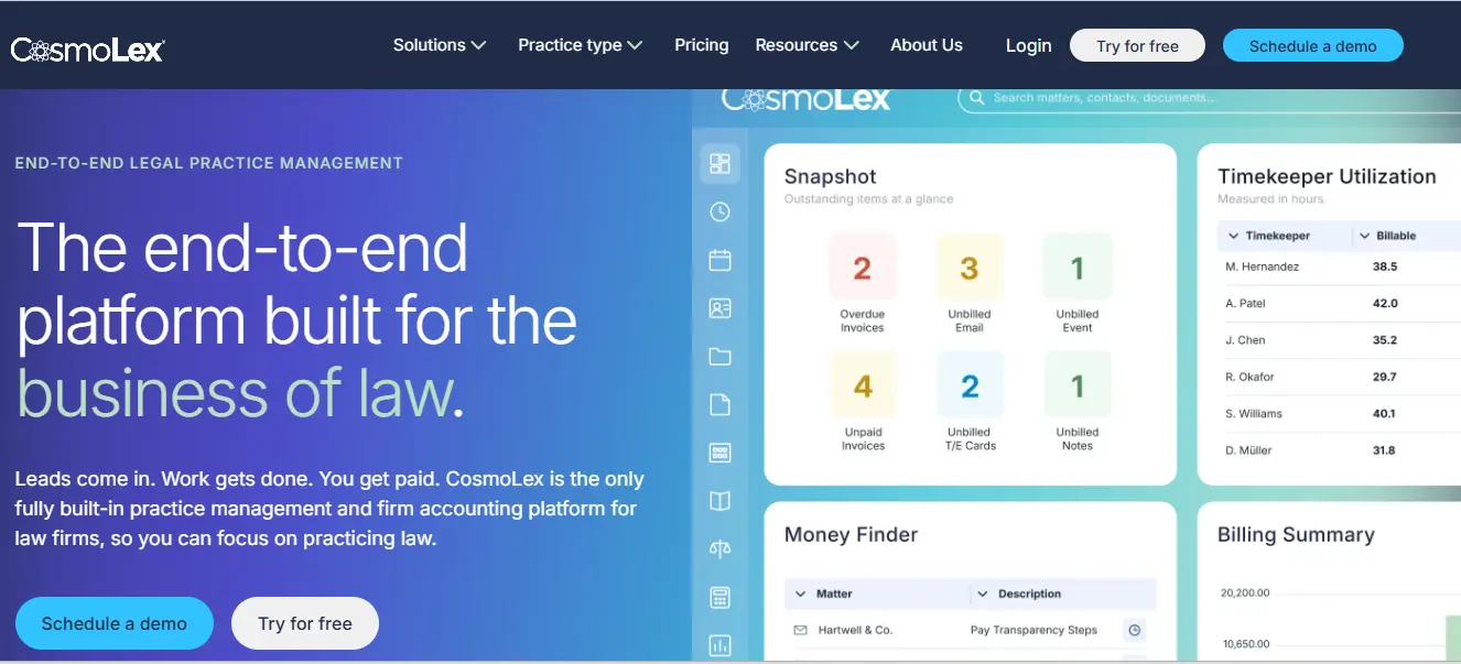 CosmoLex: Best for Built-In Legal Accounting