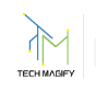 Tech Masify logo with blue and green abstract lines forming a stylized TM mark