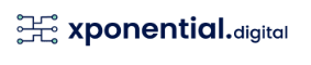 xponential.digital logo with a blue circuit-icon to the left of the brand name