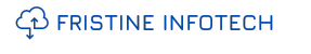 Fristine Infotech logo: blue cloud with a downward arrow and the company name in blue.