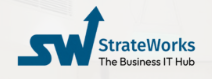 SW StrateWorks logo with a blue upward arrow and the tagline 'The Business IT Hub'