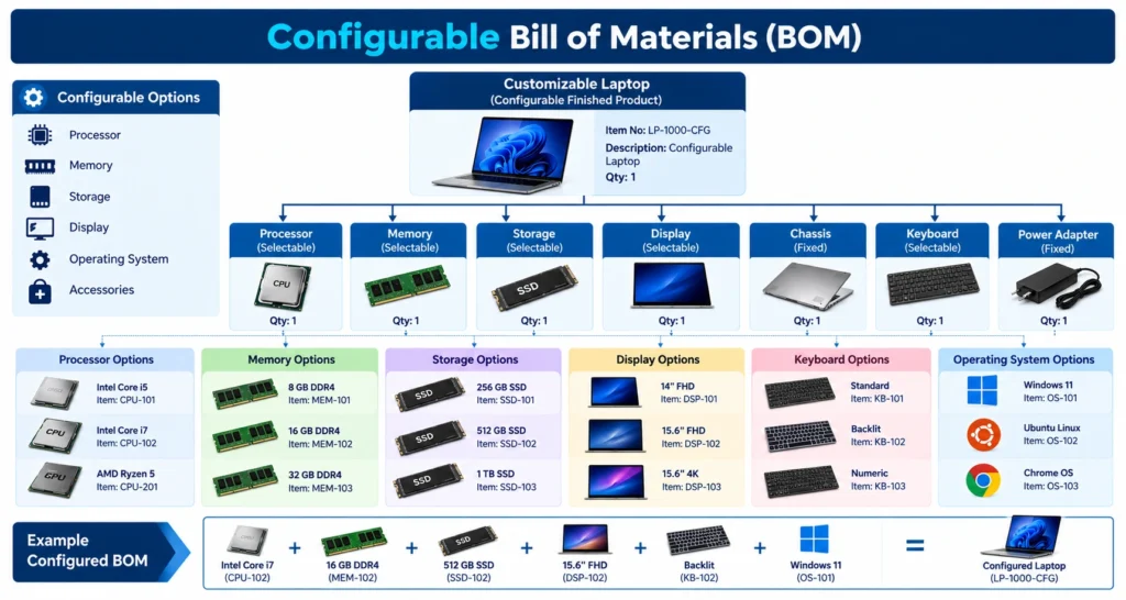Configurable Laptop BOM Infographic - CRM Masters Infotech Configurable BOM