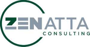 Zenatta Consulting logo: gray 'ZENATTA' wordmark with a green circular arc around the left and green 'CONSULTING' text below.