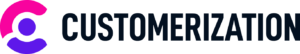 Logo with a pink and purple circular abstract mark to the left of the word CUSTOMIZATION in dark blue.