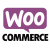 WooCommerce logo: purple speech bubble with white 'Woo' text and 'Commerce' in black beneath