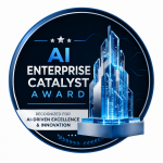 AI Enterprise Catalyst Award Award badge reading 'AI Enterprise Catalyst Award' with a blue futuristic skyscraper and 'Recognized for AI-driven excellence & innovation' text.