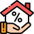 Mortgage Business Illustration of a hand holding a house with a percent sign, symbolizing mortgage discounts or home loan interest rates