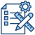 Checklist document with a pencil, ruler and gear representing planning and design work