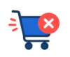 Remove from cart icon: blue shopping cart with a red X overlaying it