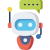 Smart AI Chatbots Friendly cartoon robot with a blue display face, orange-red body, and raised arms, next to a lime speech bubble with ellipsis.