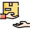 Support After Delivery Delivery handoff: a yellow package is being handed from one hand to another.