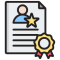 Years of Experience Certificate or achievement document with a user avatar and a gold seal badge indicating certification