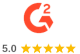 Brand logo: an orange circular emblem with a small superscript 2 above, followed by a 5.0 rating shown as five gold stars.