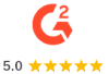 Brand logo: an orange circular emblem with a small superscript 2 above, followed by a 5.0 rating shown as five gold stars.