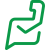 Green outline icon of a chat bubble with a telephone handset, representing call/chat support