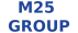 M25 GROUP logo in blue letters on a black background