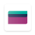 Rounded-square app icon resembling a gradient purple-to-pink wallet with a teal top bar and dark blue stripe.