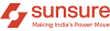 Sunsure logo with a red geometric mark and the word 'sunsure' plus the tagline 'Making India’s Power Move'.