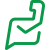 Green outline icon combining a speech bubble and a phone, signaling chat or phone support